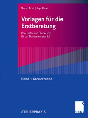 cover image of Vorlagen für die Erstberatung--Steuerrecht